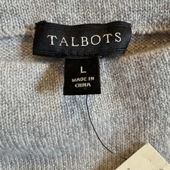NWT Talbots Cashmere Grey Metallic Sweater SIze L Crew Neck Silver - Picture 6 of 7